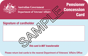 Department of Veterans’ Affairs Pensioner Concession Card