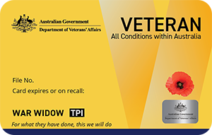 Department of Veterans’ Affairs Veteran Card - All Conditions (known as Gold Card)
